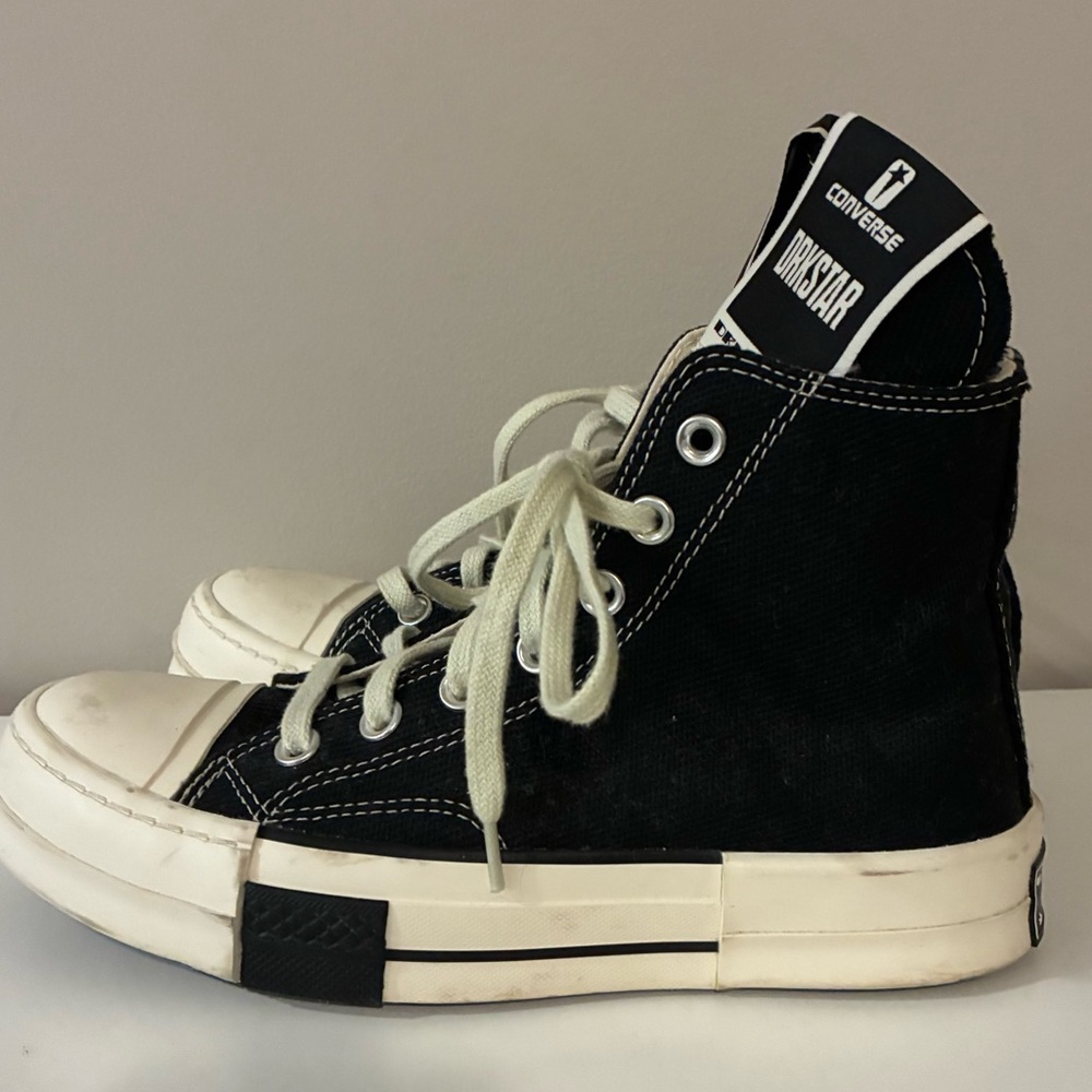 Converse DRKSTAR Hi Rick Owens DRKSHDW Black Sneakers - Picture 4 of 7